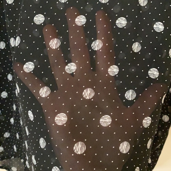 NEW DIRECTIONS POLKA DOT SHEER LONG SLEEVE BLOUSE PETITE MEDIUM BLACK AND WHITE - Picture 8 of 10
